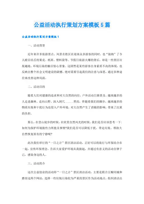 公益活动执行策划方案模板5篇