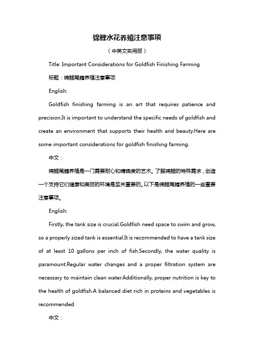 锦鲤水花养殖注意事项