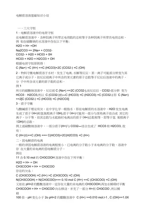 电解质溶液基础知识小结.doc