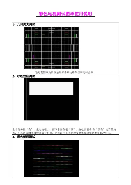 彩色电视机测试图样使用说明