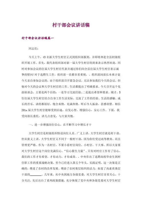 村干部会议讲话稿