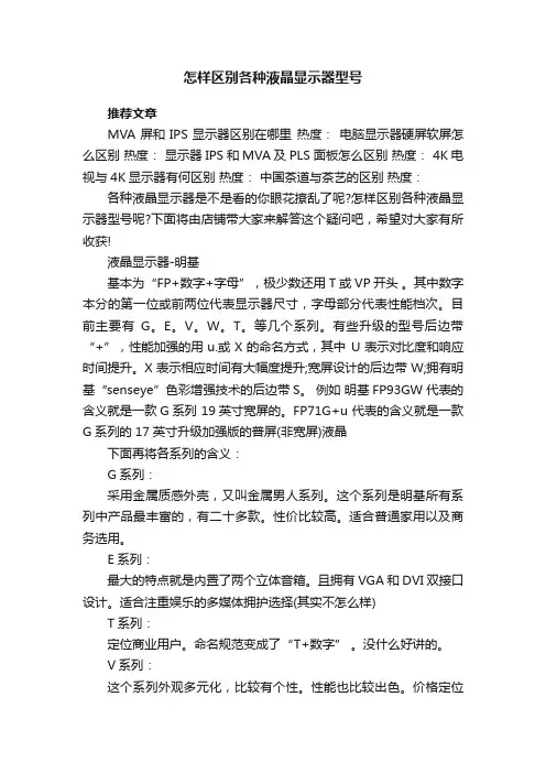 怎样区别各种液晶显示器型号