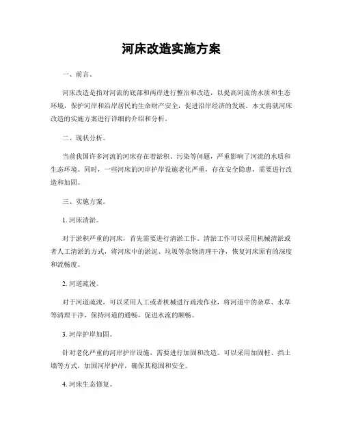 河床改造实施方案