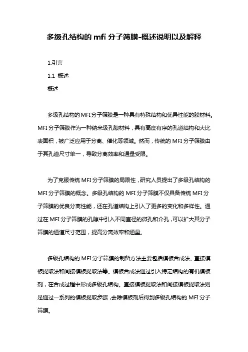 多级孔结构的mfi分子筛膜-概述说明以及解释