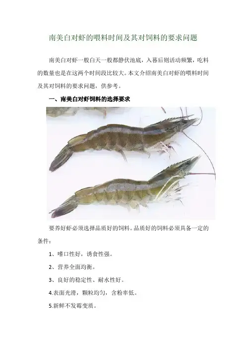 南美白对虾的喂料时间及其对饲料的要求问题