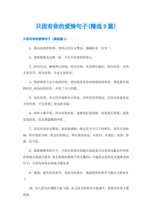 只因有你的爱情句子(精选3篇)
