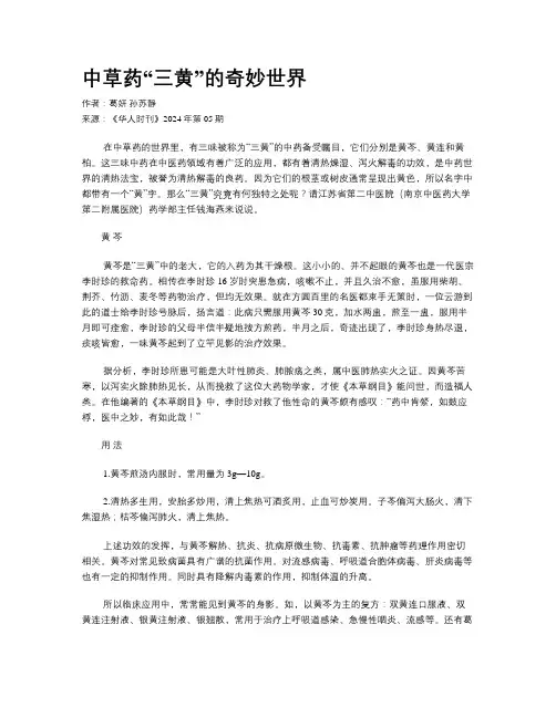 中草药“三黄”的奇妙世界