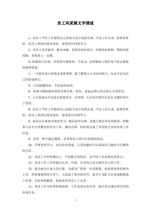 员工风采展文字描述范文精选