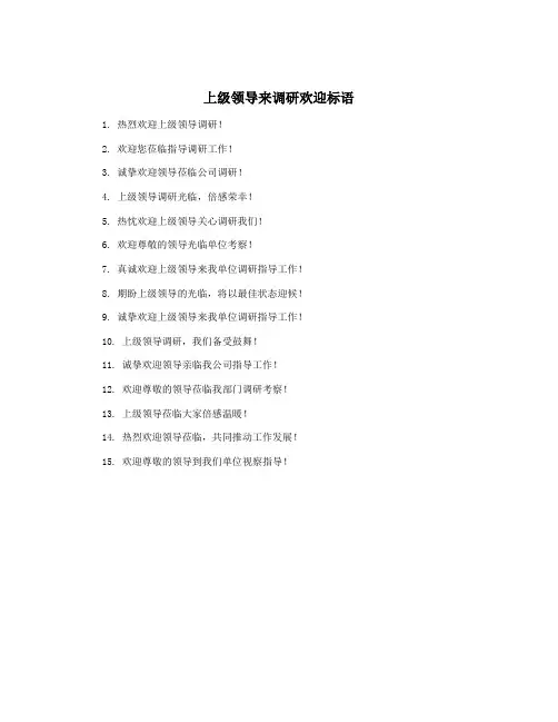 上级领导来调研欢迎标语