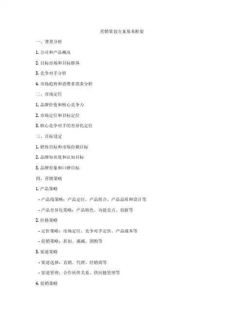 营销策划方案基本框架