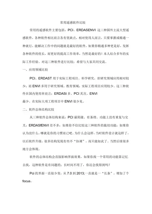 常用遥感软件比较