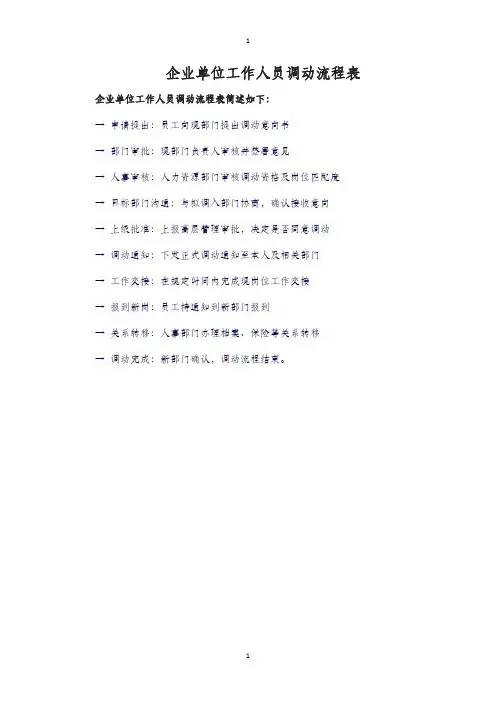 企业单位工作人员调动流程表