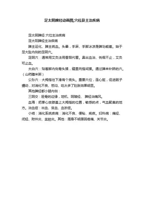 足太阴脾经动画图,穴位及主治疾病