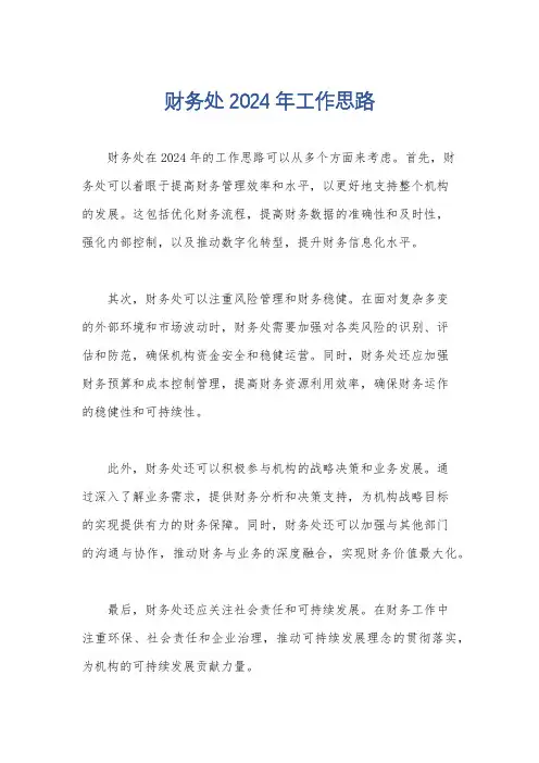 财务处2024年工作思路