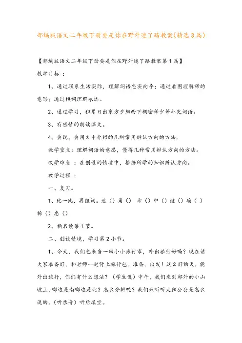 部编版语文二年级下册要是你在野外迷了路教案(精选3篇)
