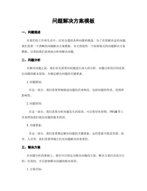 问题解决方案模板