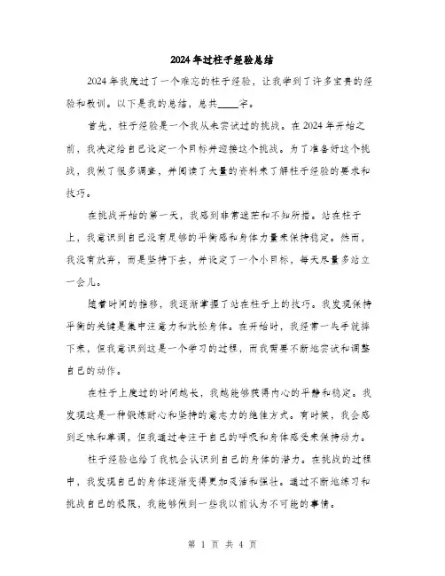 2024年过柱子经验总结（2篇）