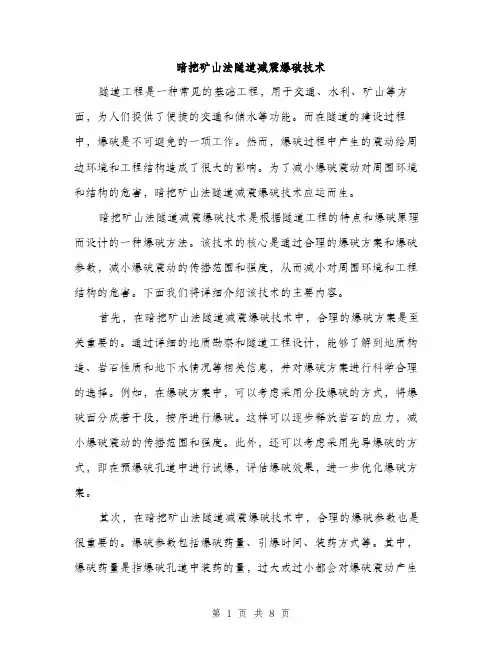 暗挖矿山法隧道减震爆破技术（3篇）