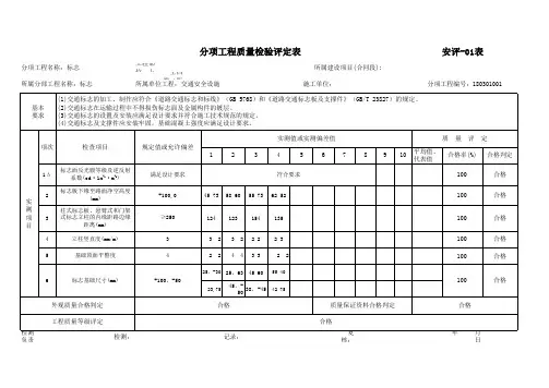 2018版公路工程质量检验评定标准分项工程质量检验评定表交通安全设施