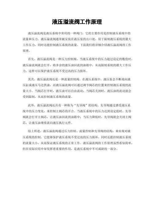 液压溢流阀工作原理