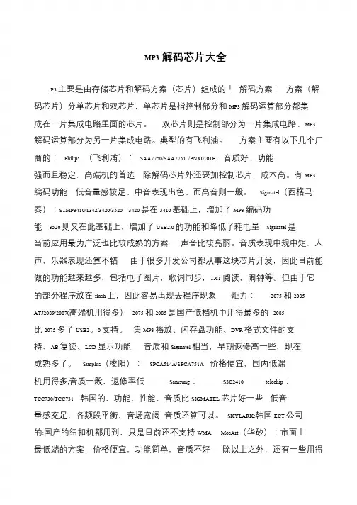 MP3解码芯片大全