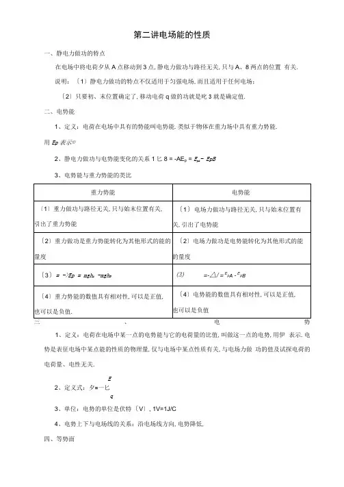 高三一轮复习：电场能的性质(含答案)