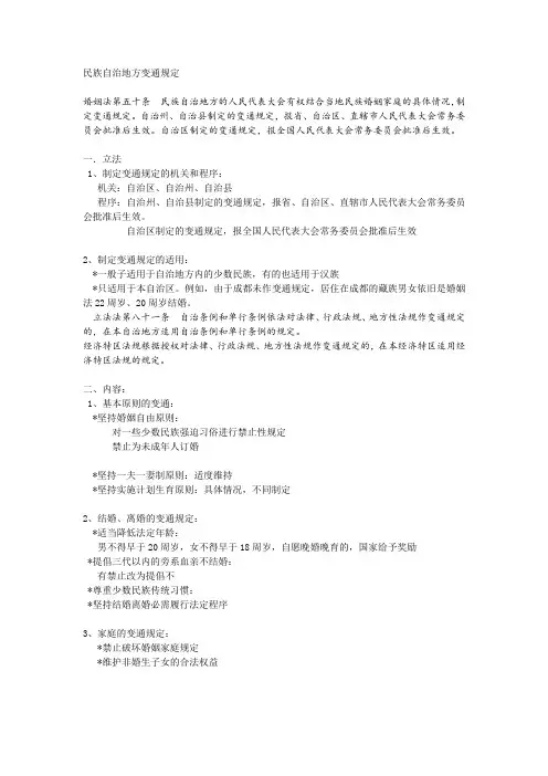 婚姻法中民族自治地方变通规定