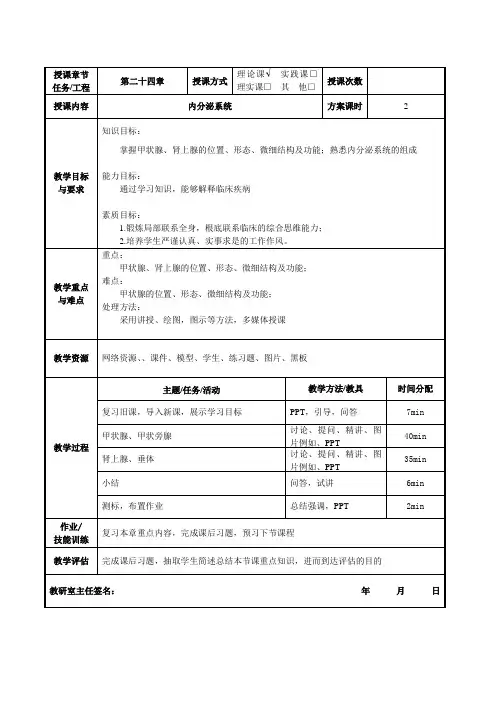 护理专业《内分泌系统教案》