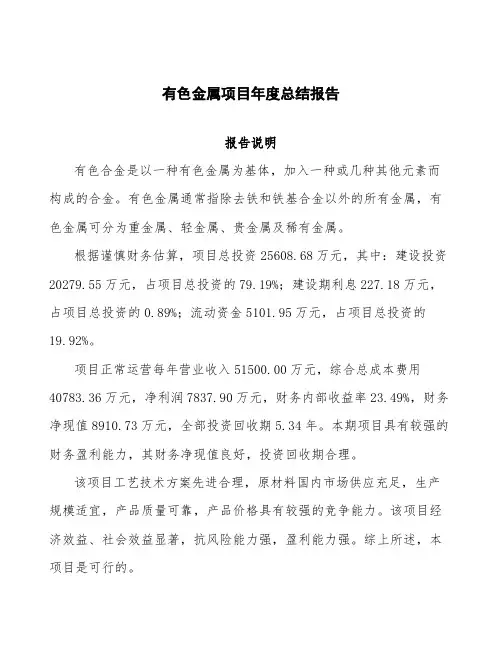 有色金属项目年度总结报告