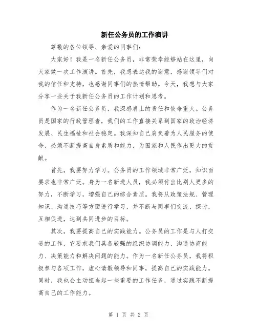 新任公务员的工作演讲