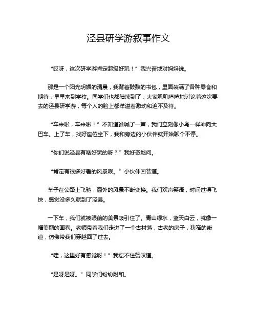 泾县研学游叙事作文
