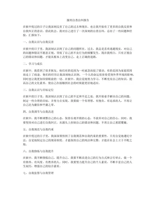 服刑自查自纠报告