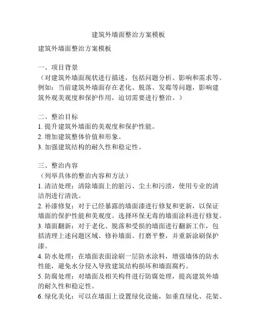 建筑外墙面整治方案模板