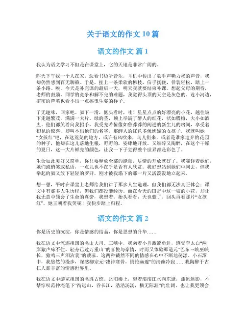 关于语文的作文10篇