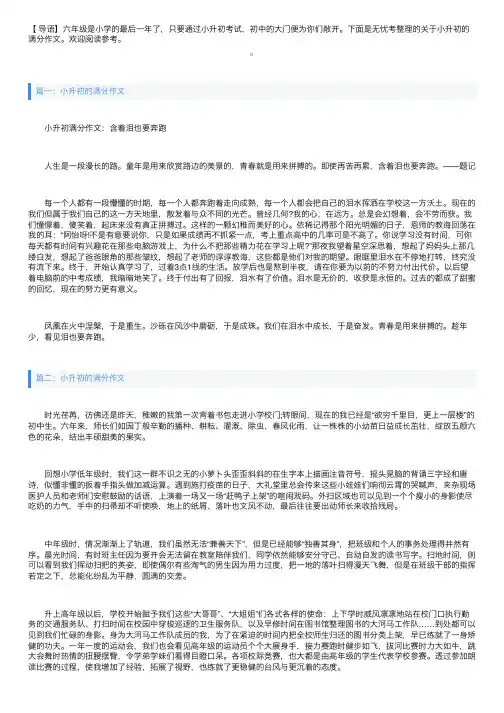 2021小升初的满分作文3篇