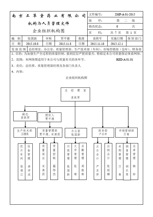 01质量管理体系组织机构图