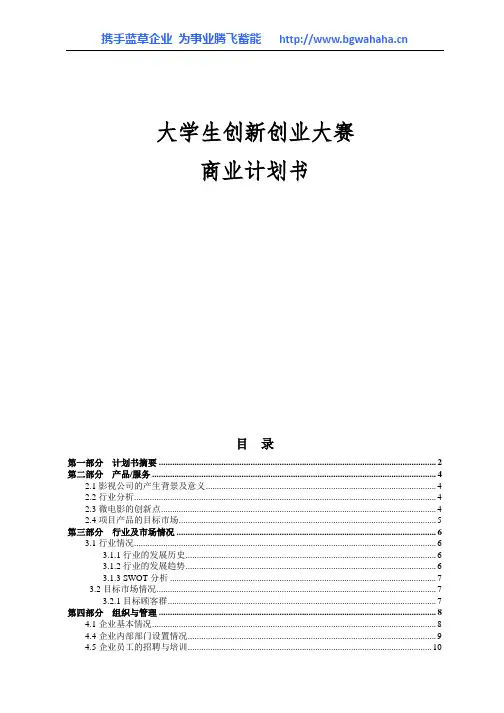 影视工作室商业计划书