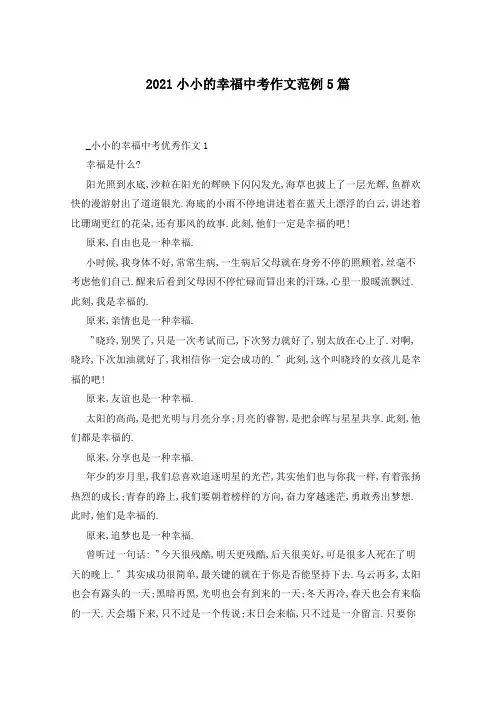 2021小小的幸福中考作文范例5篇