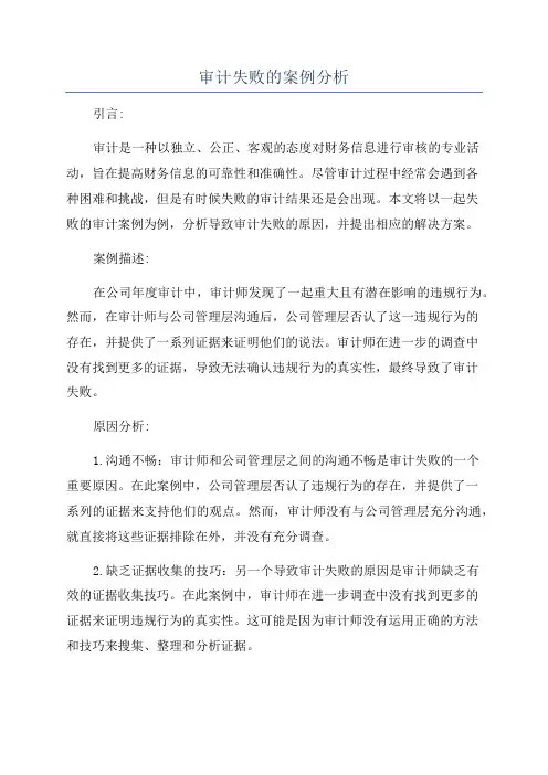 审计失败的案例分析