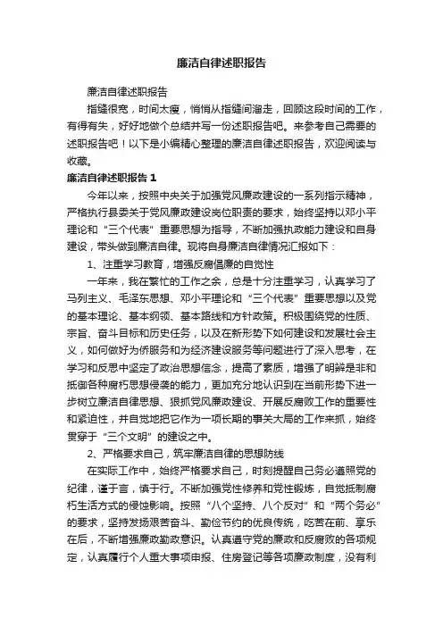 廉洁自律述职报告