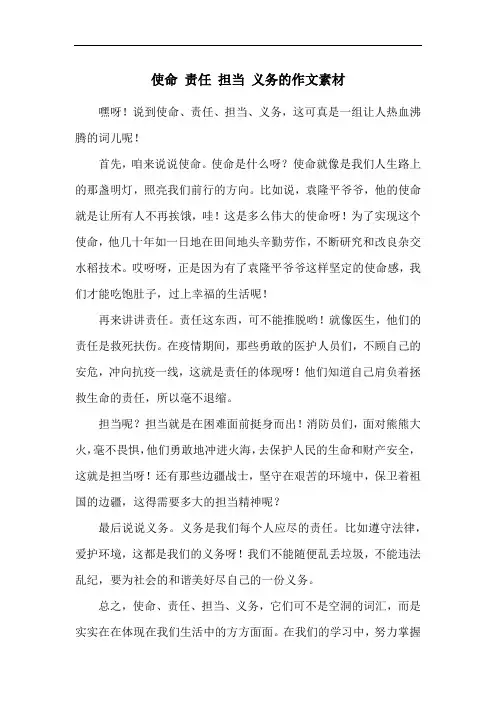 使命 责任 担当 义务的作文素材
