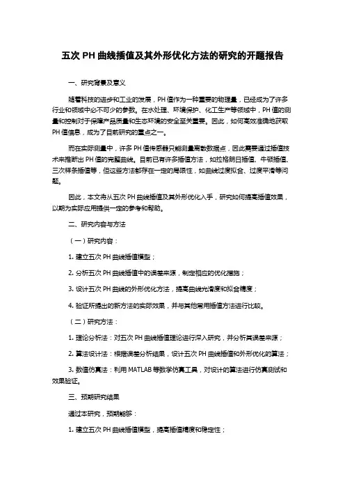 五次PH曲线插值及其外形优化方法的研究的开题报告
