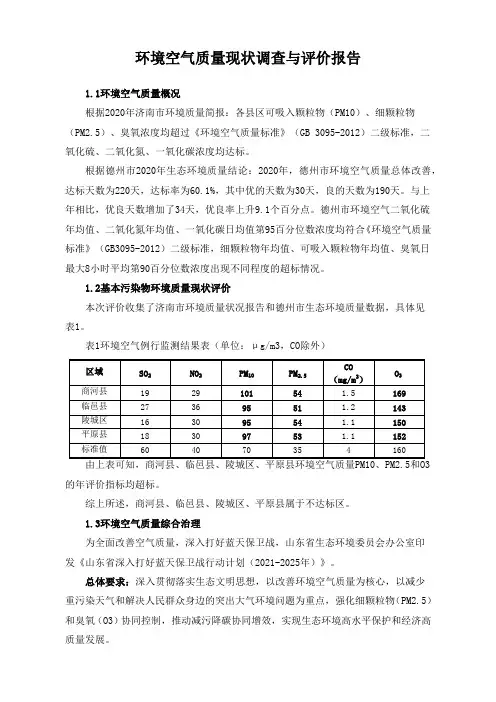 环境空气质量现状调查与评价报告