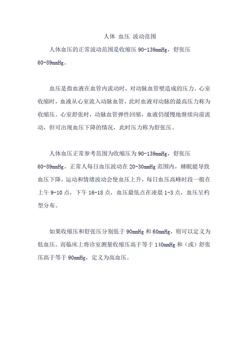 人体 血压 波动范围