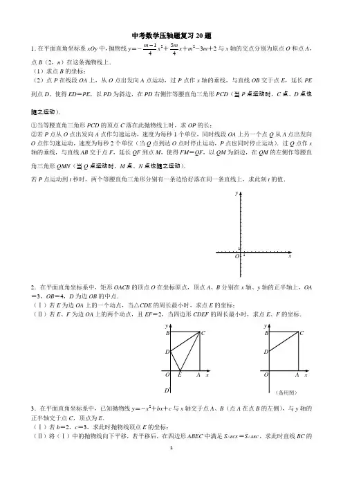 中考数学压轴题20题(含答案_)