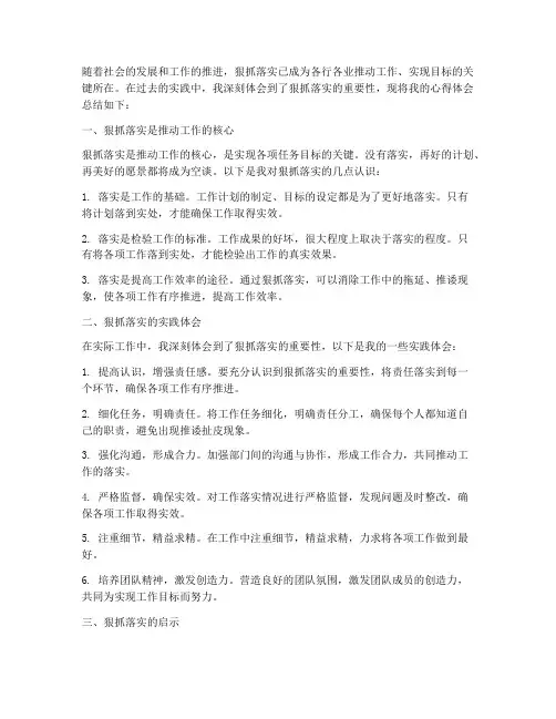 狠抓落实工作心得体会