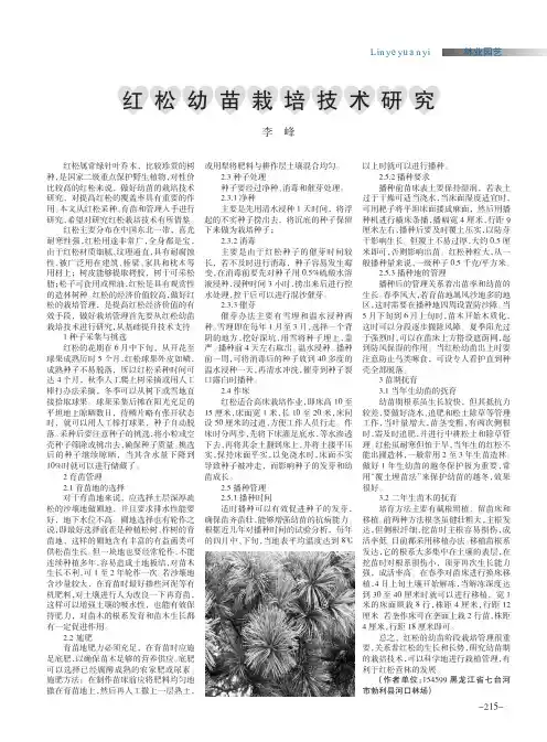 红松幼苗栽培技术研究