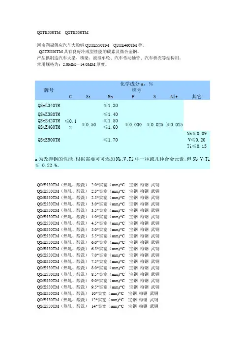 QSTE550TM汽车大梁用钢