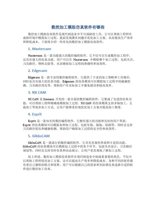 数控加工模拟仿真软件有哪些