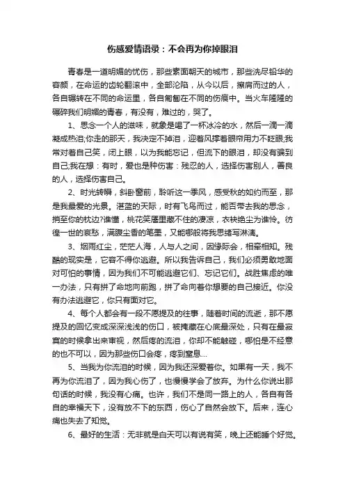 伤感爱情语录：不会再为你掉眼泪